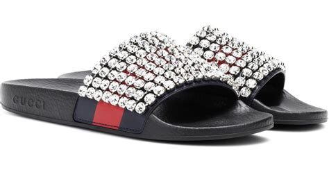 gucci crystal slides|Gucci slides for men.